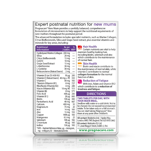 Vitabiotics Pregnacare New Mum Back view
