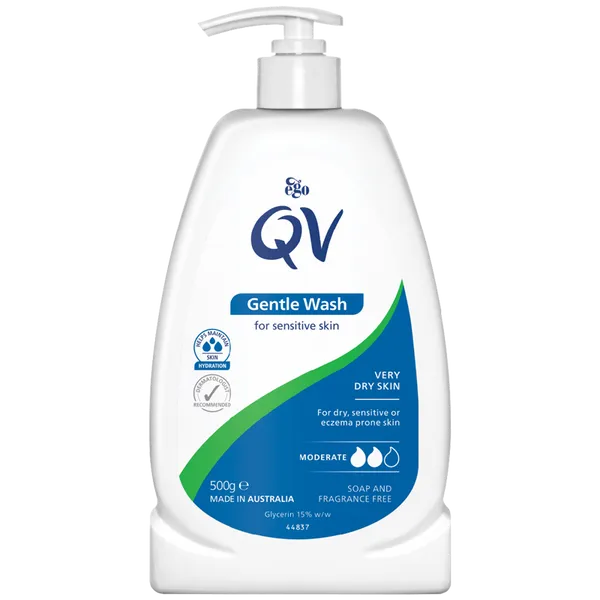 QV Gentle Wash bottle for sensitive skin on a white background