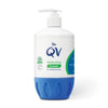 QV moisturising cream bottle with pump on a white background