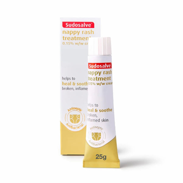 Sudosalve Nappy Rash Treatment 25g cream for healing and soothing broken, inflamed skin.