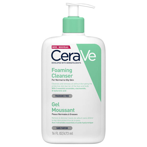cerave foaming cleanser 473ml front view of the bottle