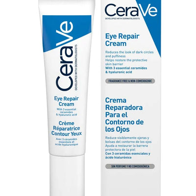 CeraVe Eye Repair Cream tube and packaging on a white background