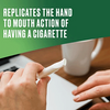 Nicorette inhalator replicating the hand-to-mouth action of smoking.