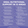 Menopace Night highlights 12 health benefits, including hormone regulation and energy release.