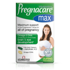 Pregnacare Max box showing Omega-3 DHA, folic acid, and full pregnancy support details.