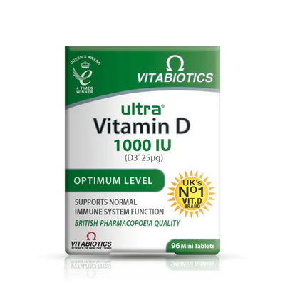 Ultra Vitamin D 1000 IU 96 tablets, supporting normal immune system function and overall wellness.