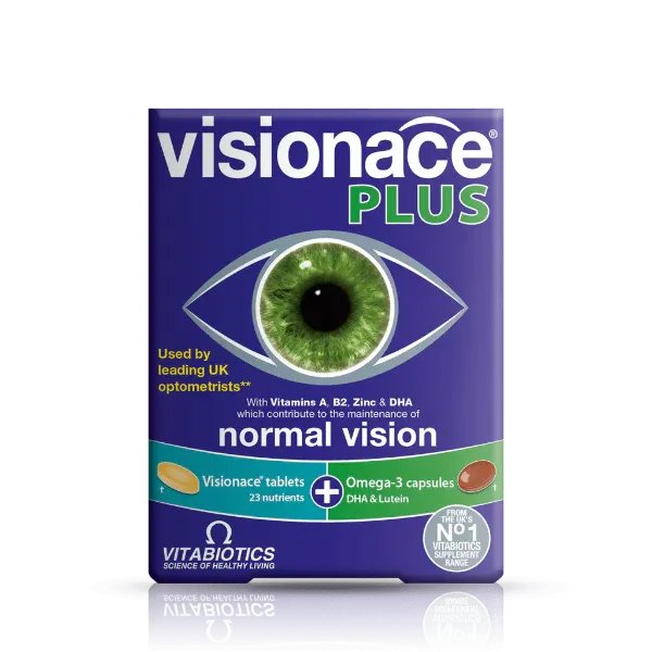 Visionace Plus packaging with an eye illustration on a white background