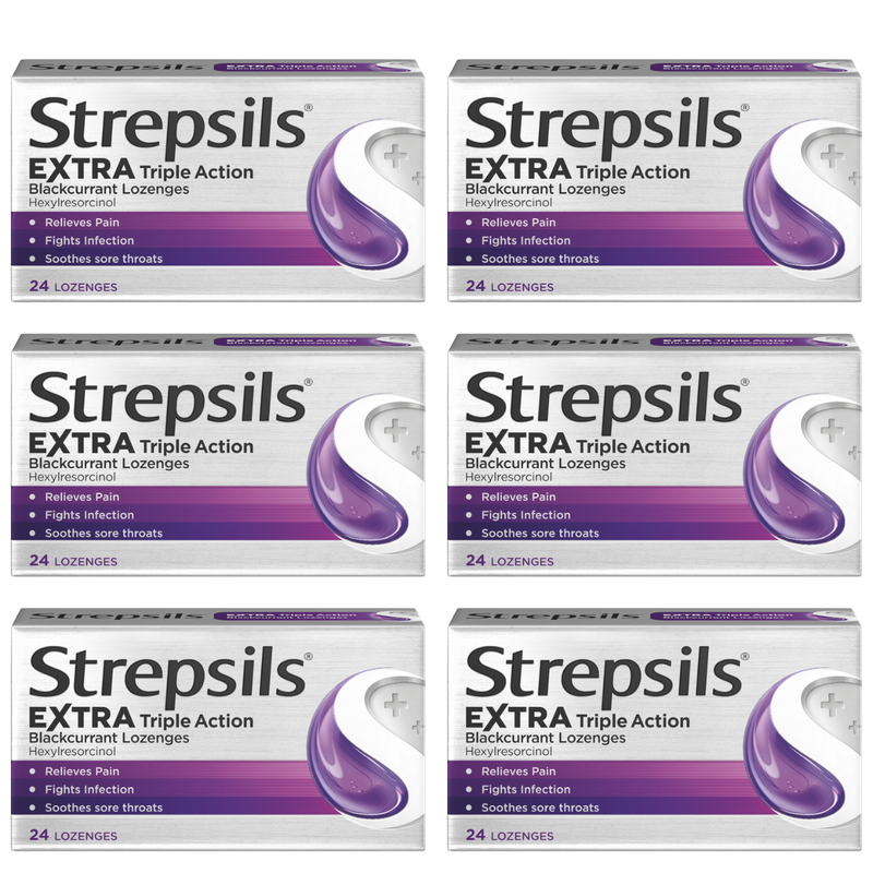 Strepsils Extra Triple Action Blackcurrant 24s
