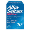 Alka-Seltzer Original 10 tablets pain relief package on a white background