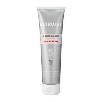 Altruist Dermatologist Sunscreen SPF 50 100 ML sunscreen tube on a white background