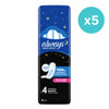 A pack of Always Maxi Night 4-level heavy night pads, 10 count, shown on a white background with a teal circular 'x5' overlay indicating a five-pack bundle.