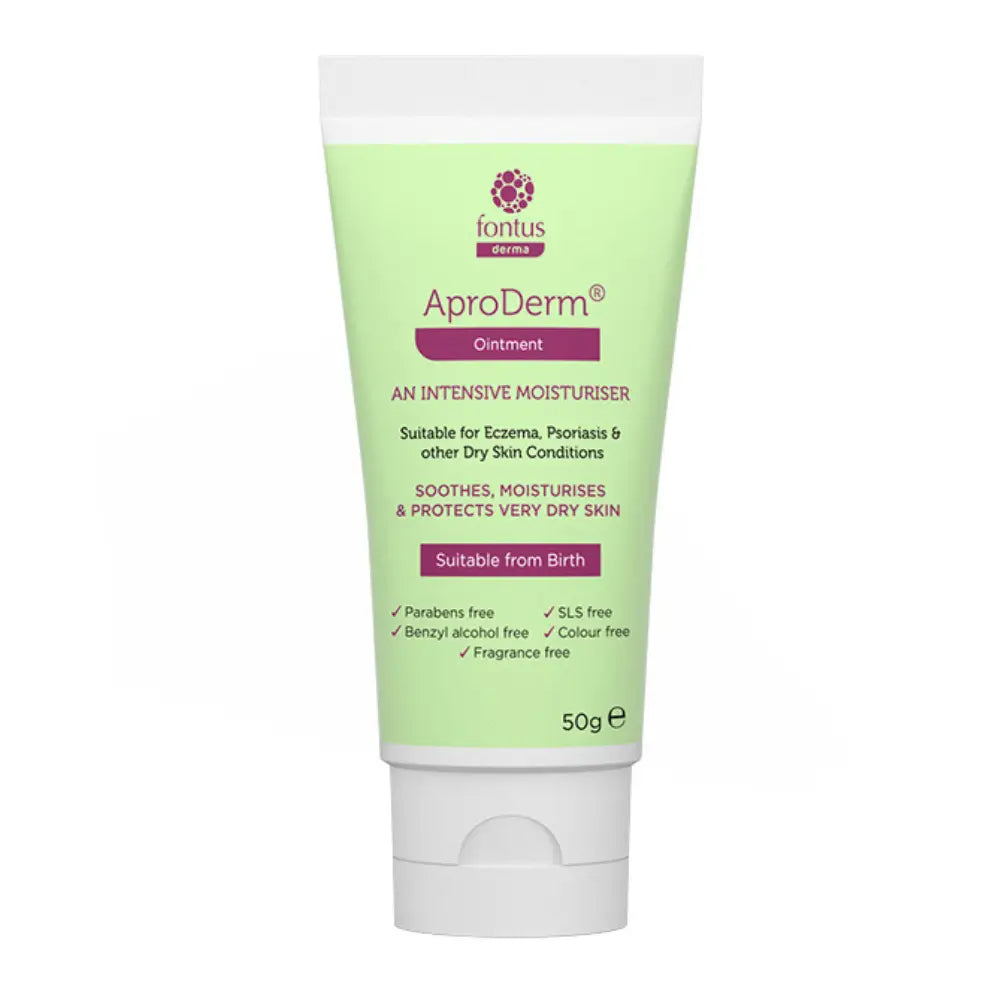 Tube of AproDerm ointment 50g on a white background