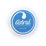 Astral Intensive Moisturiser (top view): Top view of Astral Intensive Moisturiser tub, blue with white wave logo.