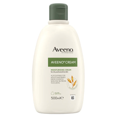 Aveeno moisturizing cream 500ml bottle on a white background