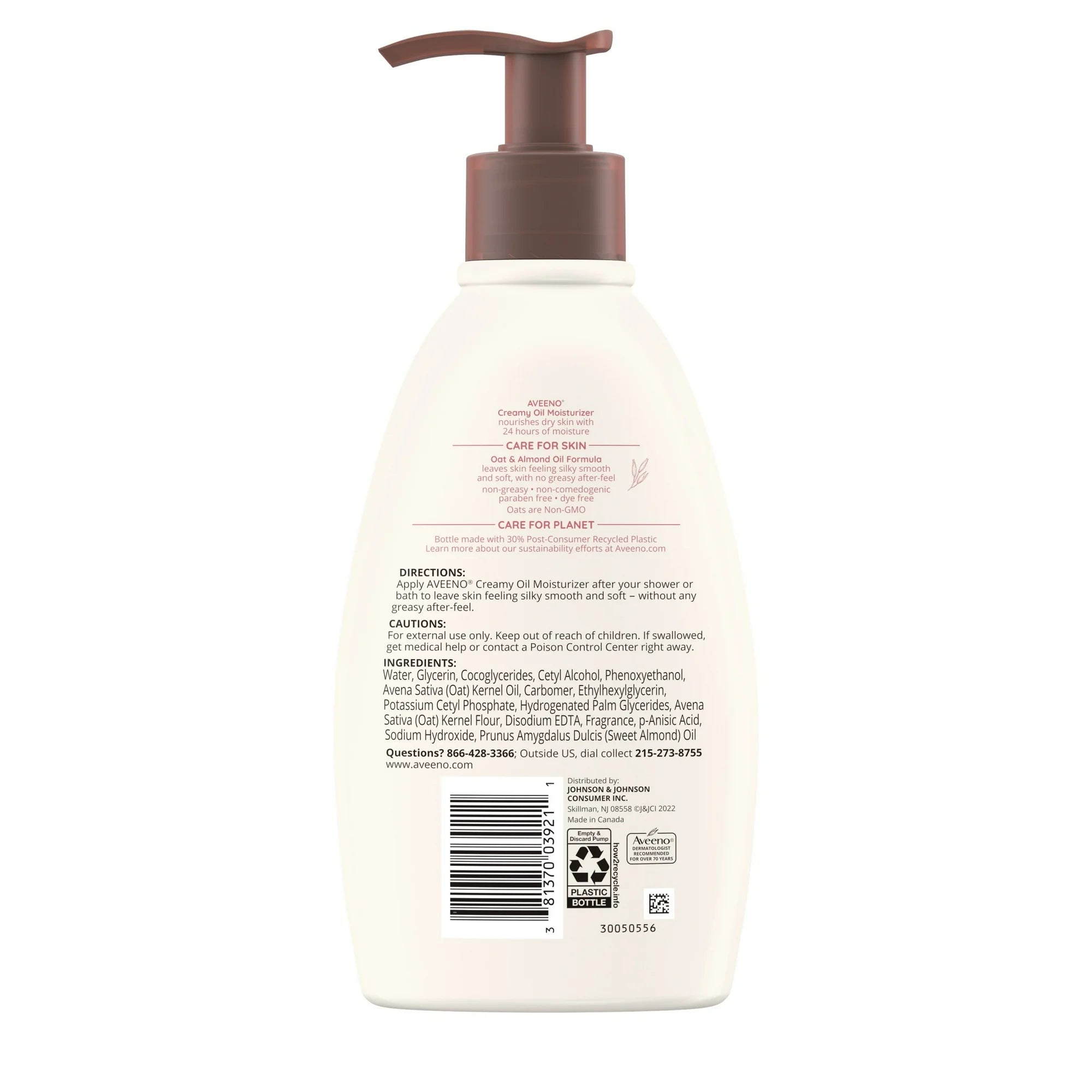 Aveeno Creamy Oil Moisturizer back view