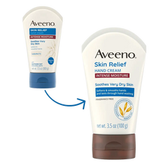 Aveeno Skin Relief Hand Cream with intense moisture for very dry skin, fragrance-free.