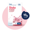 Aymes Strawberry Flavour Shake Powder 7x57g sachets package with protein content information on a white background