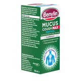 Benylin Mucus Cough Max Menthol packaging on a white background