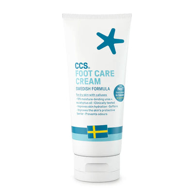 Tube of CCS Foot Care Cream on a white background