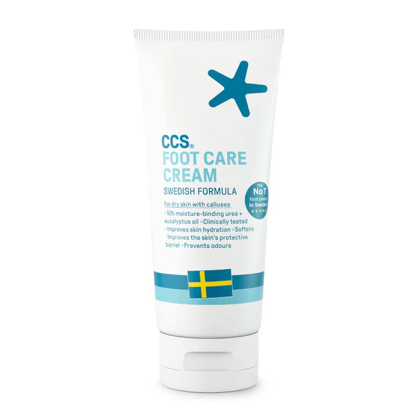 Tube of CCS Foot Care Cream on a white background