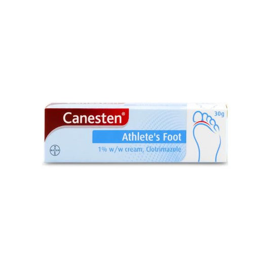 Canesten Cream 1% P-Line tube, showing the product label and a white background.