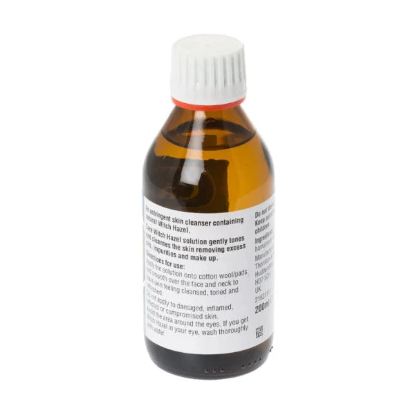 Witch Hazel skin cleanser in a 200ml bottle with detailed usage instructions.