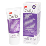 A tube and box of 3M Cavilon barrier cream, product number 3391G, shown on a clean white background. The packaging features white and purple colors with red 3M branding.