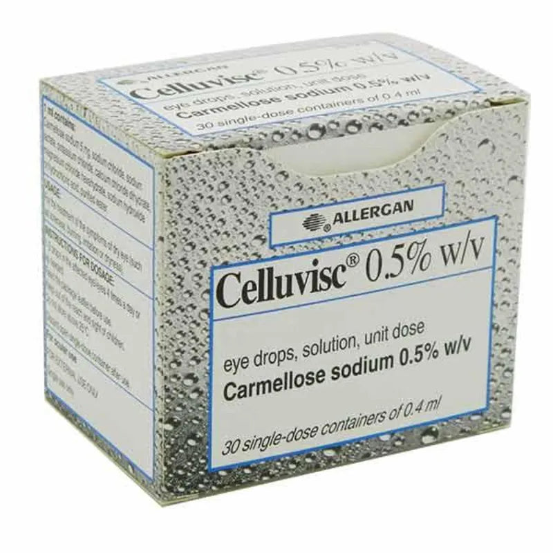 Celluvisc 0.5% eye drops solution single-dose vial for dry eye relief and eye lubrication.