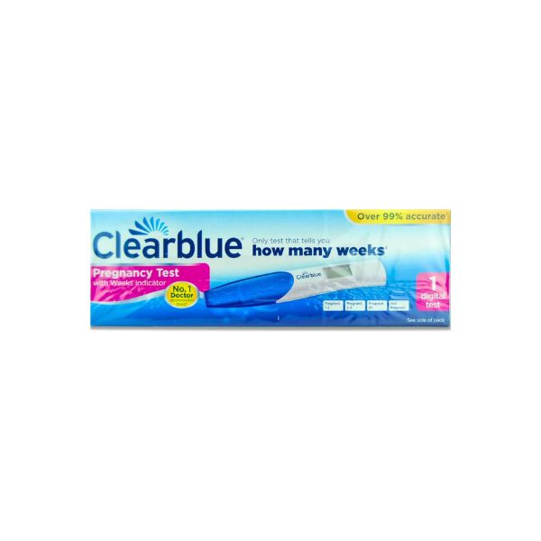 Clearblue Early Detection Visual Pregnancy Test showing a positive result.
Clearblue pregnancy test with a negative result.
Close-up of a Clearblue pregnancy test strip.