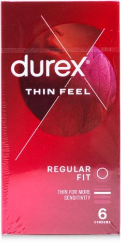 Close-up of a DUREX THIN FEEL condom
Package of DUREX THIN FEEL condoms