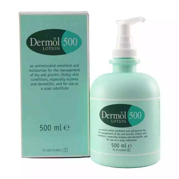 dermol 500 lotion 500ml​ in box and outside the box