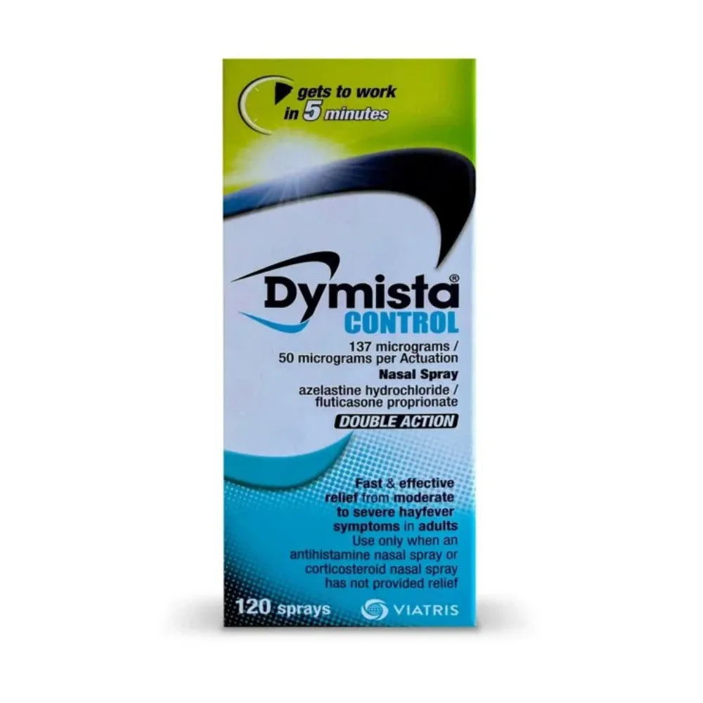 Dymista Control nasal spray packaging on a white background