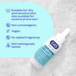 E45 Hydrating Serum bottle with product features on a textured gray background