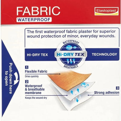 ElastoPlast waterproof fabric bandages, 18 strips with bacteria shield protection