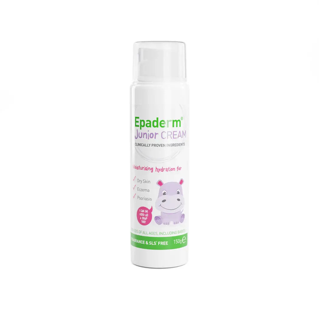 Epaderm Junior Cream 150g bottle with a hippo character on a white background