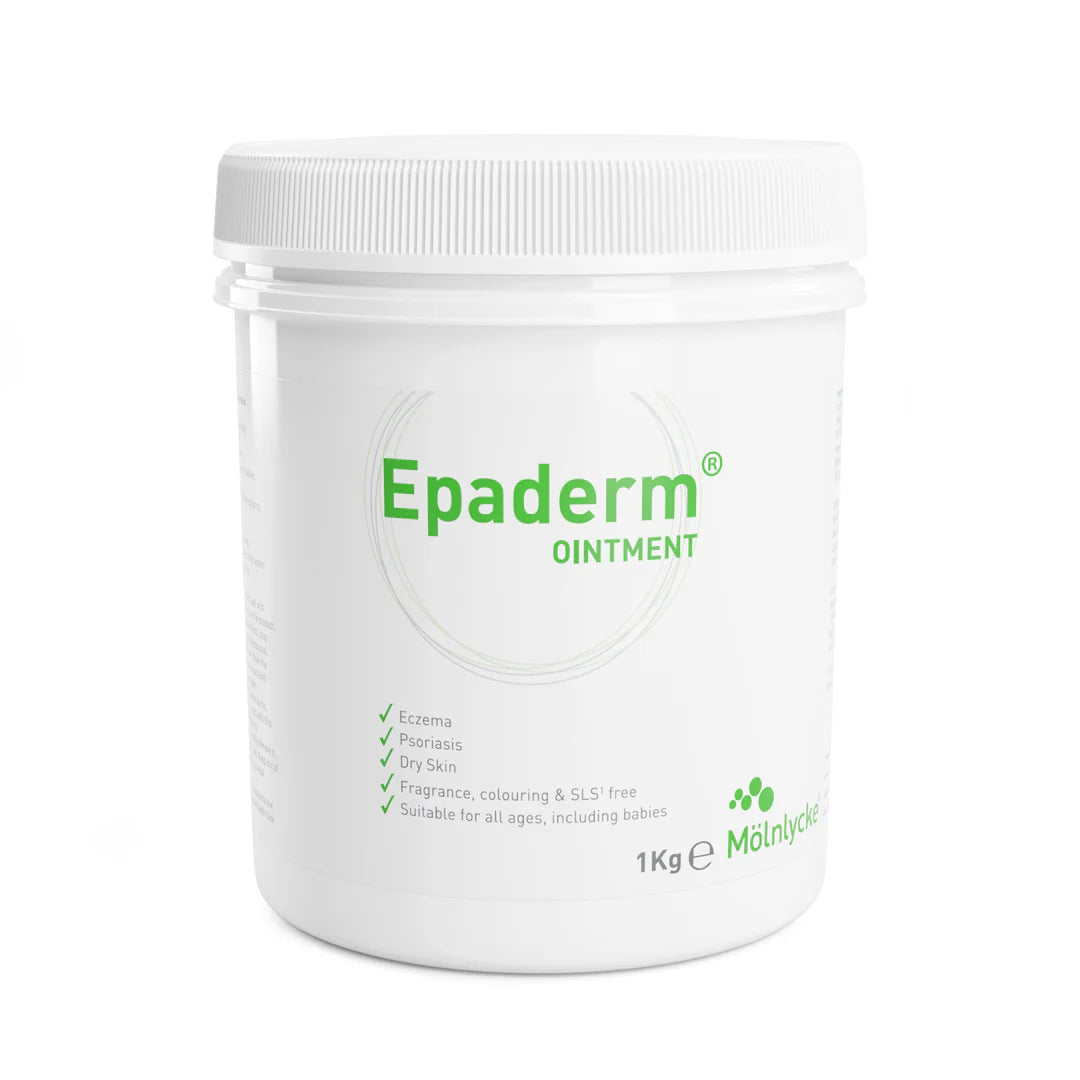 epaderm ointment 1kg​ jar with green text on a white background
