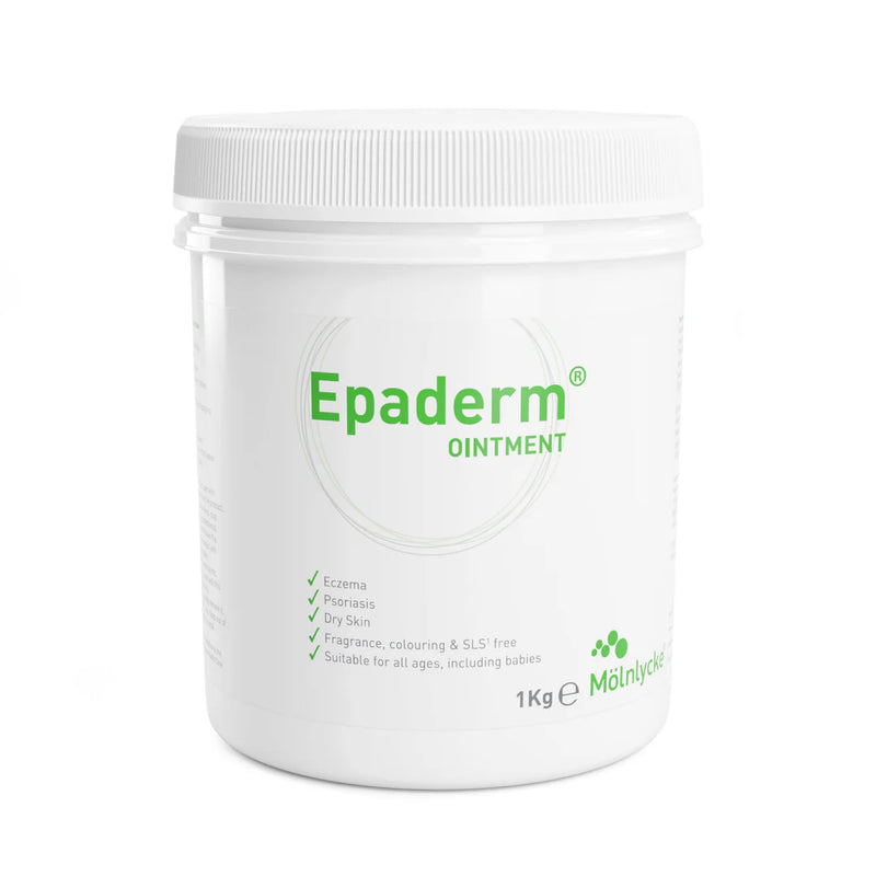 epaderm ointment 1kg​ jar with green text on a white background