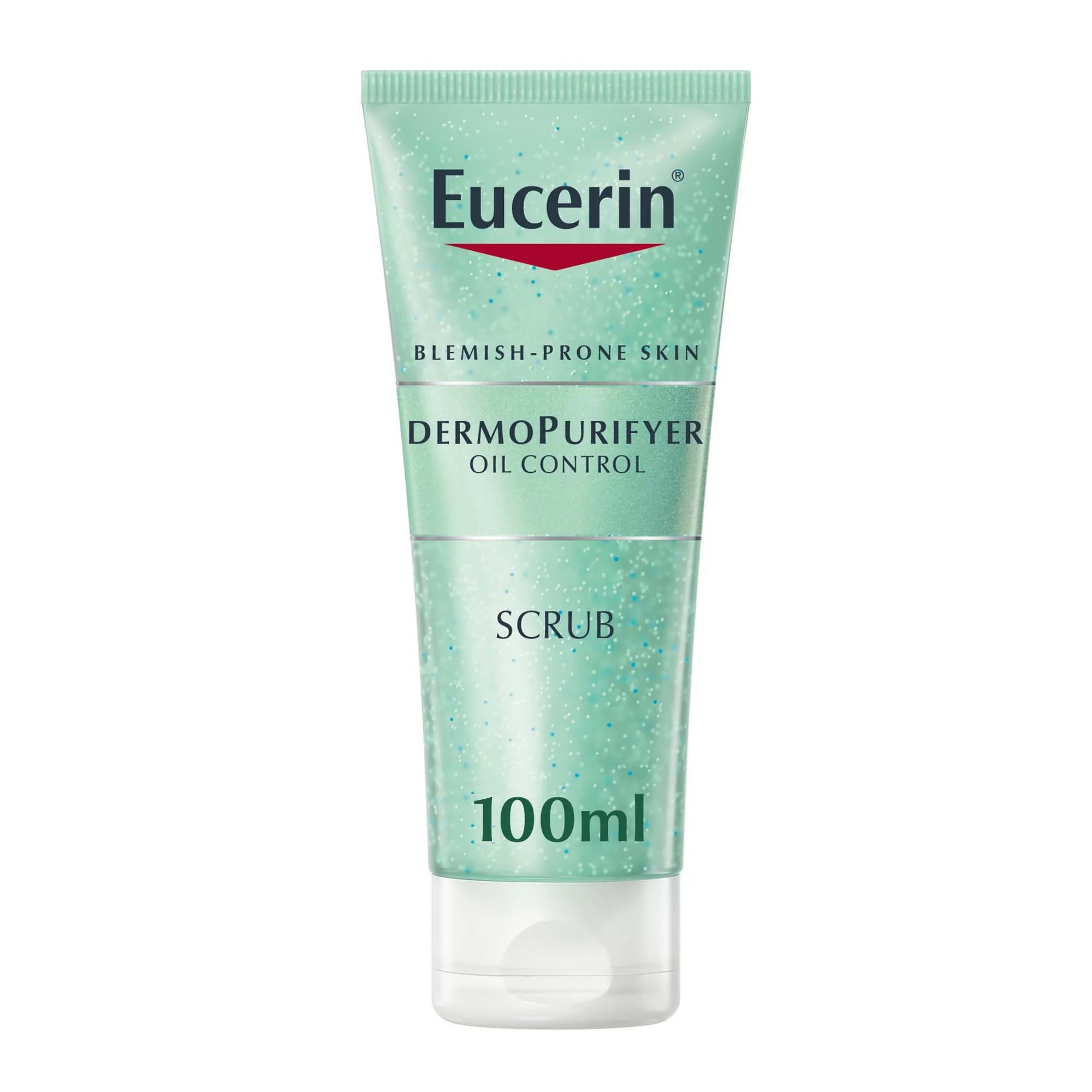 Eucerin DermoPurifyer Oil Control Scrub, 100ml, for blemish-prone skin.