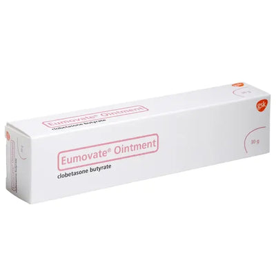 Box of Eumovate Ointment 30g with GSK logo on a white background