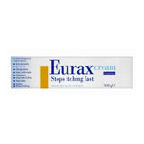 White box of Eurax 100g cream, stops itching fast for various skin irritations.