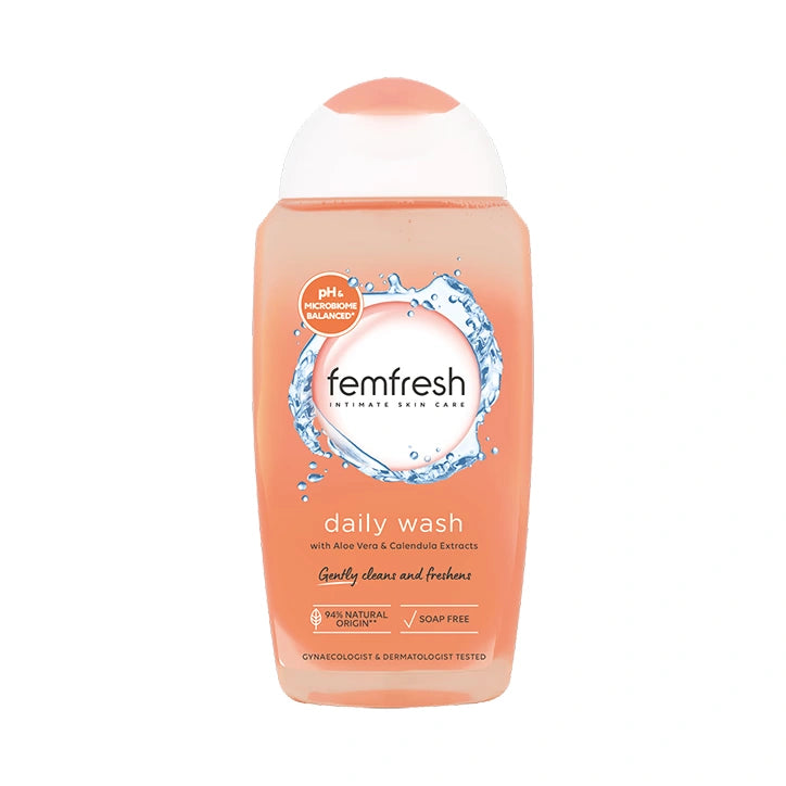 Femfresh daily wash bottle on a white background