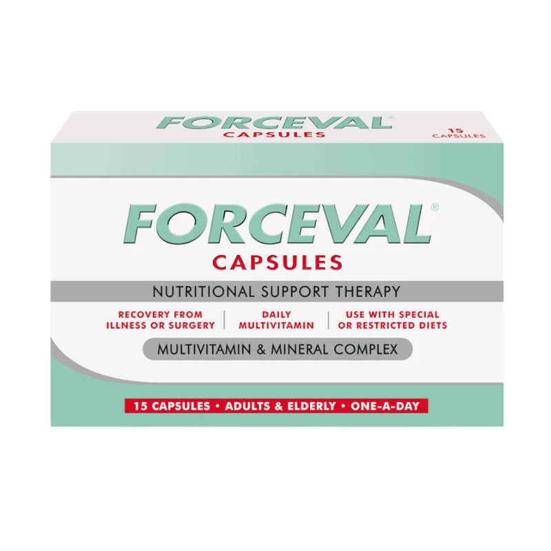 Box of Forceval Capsules 15 nutritional support therapy on a white background