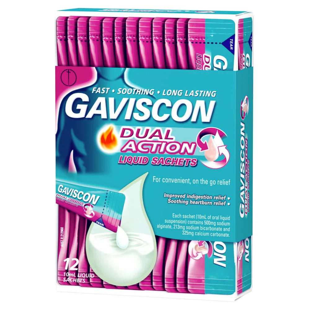 Gaviscon Double Action Liquid Sachets Oral Suspension 12 x 10ml Sachets