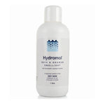 A 1 litre white plastic bottle of Hydromol Bath & Shower Emollient on a clean white background.