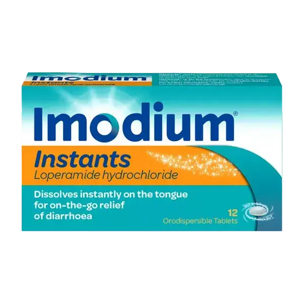 Imodium Instant 12 Loperamide hydrochloride packaging