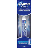 Lamisil Once 1% Cutaneous Solution in packaging, a single-dose treatment for athlete’s foot.