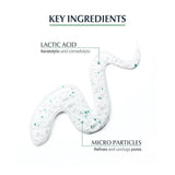 Man holding Eucerin DermoPurifyer scrub, with key benefits: reduces blemishes and refines texture.