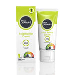 Medi-Derma-S Total Barrier Cream 28g tube and matching retail box on a clean white background with a soft reflection.