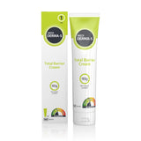 Medi-Derma-S Total Barrier Cream 90g shown in its white and lime green squeeze tube next to its matching retail box on a white background.