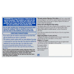 Migraleve Tablets Pink Pack of 12 Back side of the box